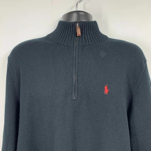 Polo By Ralph Lauren Men's Cotton Tight Knit 1/4‎ Zip Pullover Sweater Size L - Picture 4 of 11